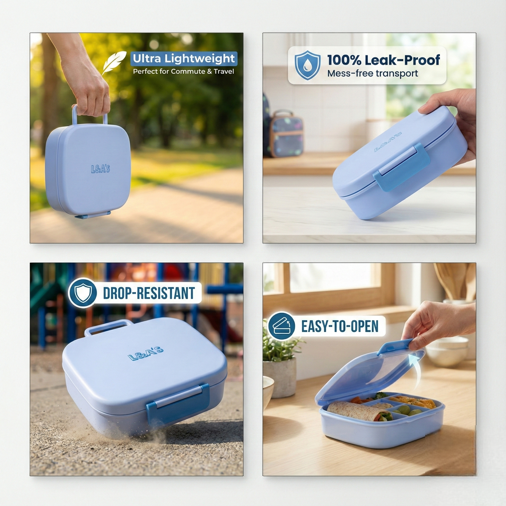 Bento Lunch Box for Kids & Adults - Large 5-Compartment, Leakproof